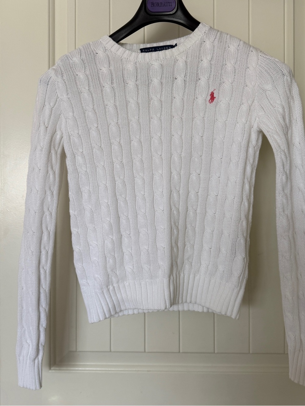 Ralph Lauren White Cable-Knit Crewneck Sweater - Classic Preppy Luxe - Women XS